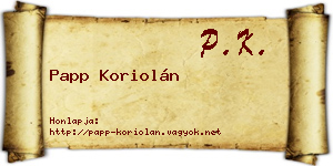Papp Koriolán névjegykártya